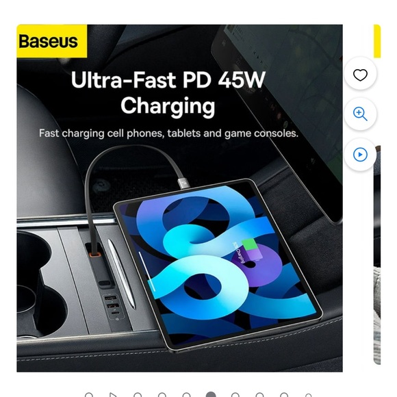 Baseus T-Space Series Car HUB for Tesla Docking Station PD 45W Fast Charger - Picture 6 of 9